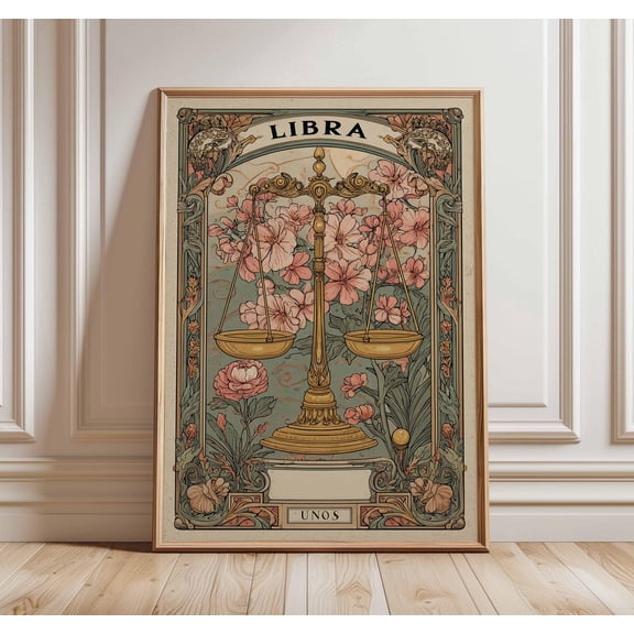 Libra Zodiac Wall Art Print, Astrology Illustration, Celestial Decor