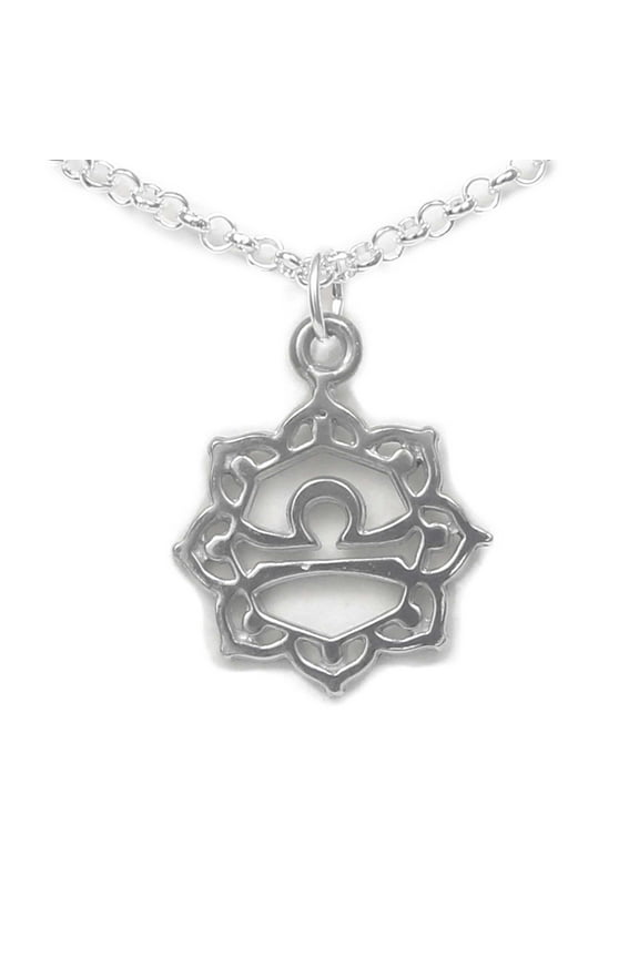 Libra the Scales Zodiac Sign Necklace Pewter - Gift Packaged on story card with personality traits - Made in USA (24" chain length)