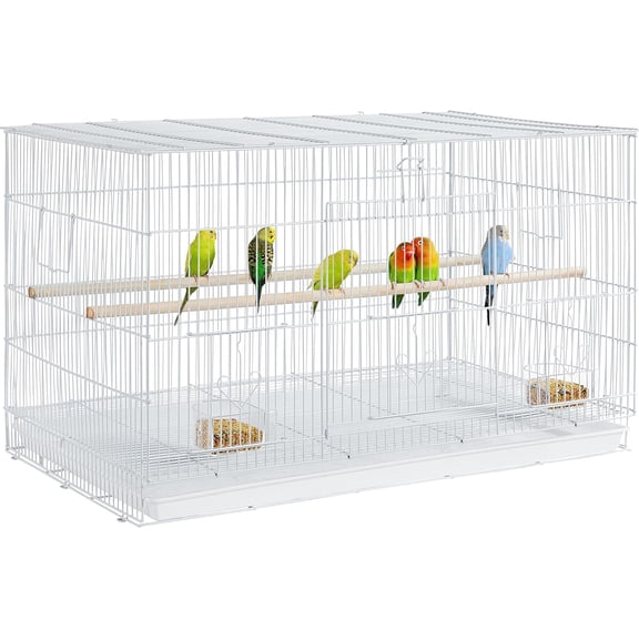 LibraMAl 30 Flight Bird Cage Stackable Design for Small and Medium Birds with Slide Out Tray and Bottom Grate Budgies Cockatiels Lovebirds Canaries Parakeet Cage, White
