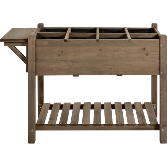 LibraMAl 49x22x32in 8 Pockets Horticulture Raised Garden Bed Elevated Wood Planter Box Stand with Foldable Side Table and Storage Shelf for Herb/Vegetables/Flowers