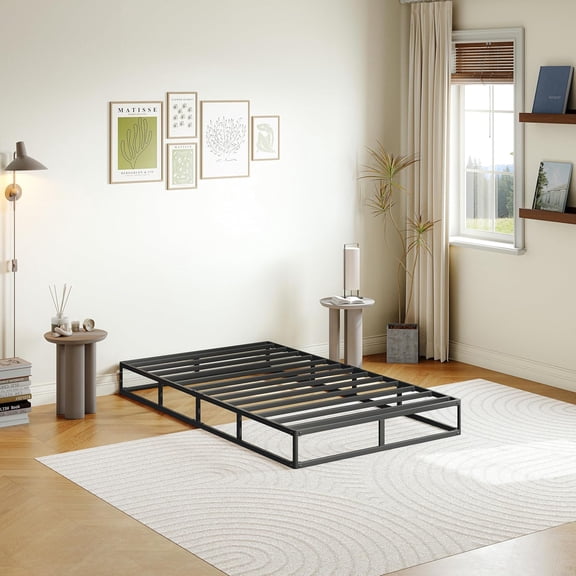 LibraMal 6-inch Metal Iron Mattress Foundation,Spring Box,Noise-Reducing Anti-Slip Design,Removable Fabric Cover,Tool-Free Assembly (Twin)