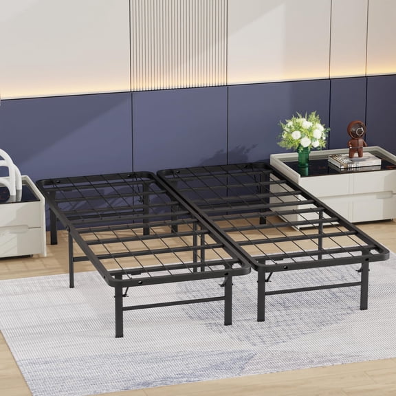 LibraMal Queen Bed Frame Metal Platform Bed Frame Queen Size 14 Inch Mattress Foundation Box Spring Replacement Heavy Duty Steel Slat Noise-Free Easy Assembly,Black