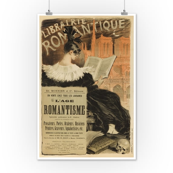 Librairie Romantique Vintage Poster (artist: Grasset) France c. 1887 (12x18 Art Print, Wall Decor Travel Poster)