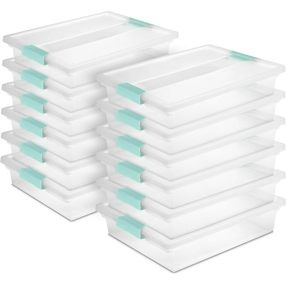 Librala 12-Pack Clip Box, Stackable Clear Plastic Bins with Latching Lids, Large - Writing, Arts or Crafts Supplies Storage Containers for Home, Office, Classroom and Workshop Organization