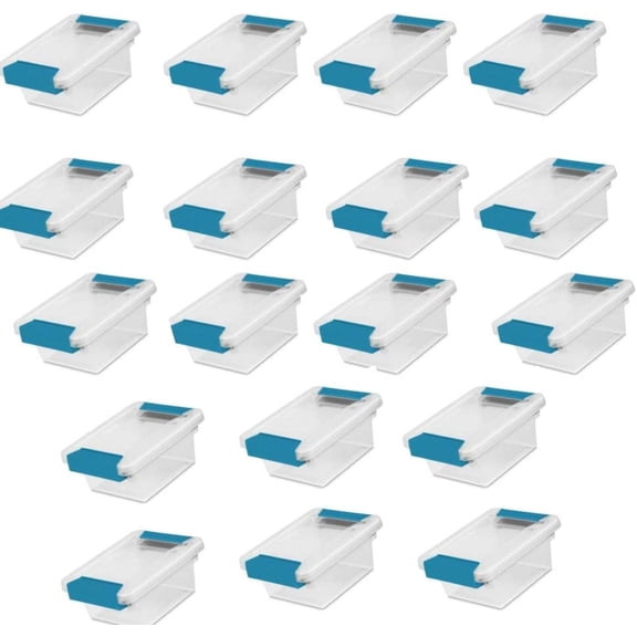 Librala 18-Pack Clip Box, Stackable Clear Plastic Bins with Latching Lids, Mini - Writing, Arts or Crafts Supplies Storage Containers for Home, Office, Classroom and Workshop Organization
