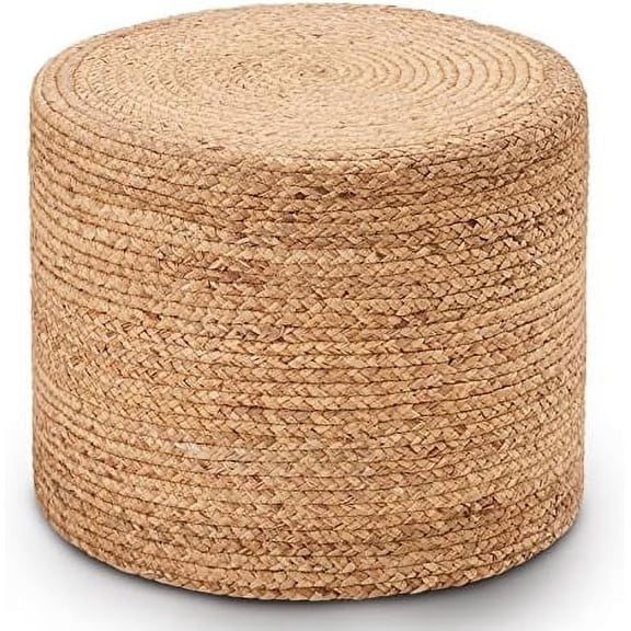 Librala 18'' Pouf Ottoman, Natural Braided Poof, Round Poufs, Rustic Handweave Lounge Pouffe, Boho Footrest Stool for Bedroom, Accent Table or Seat for Patio, Living Room