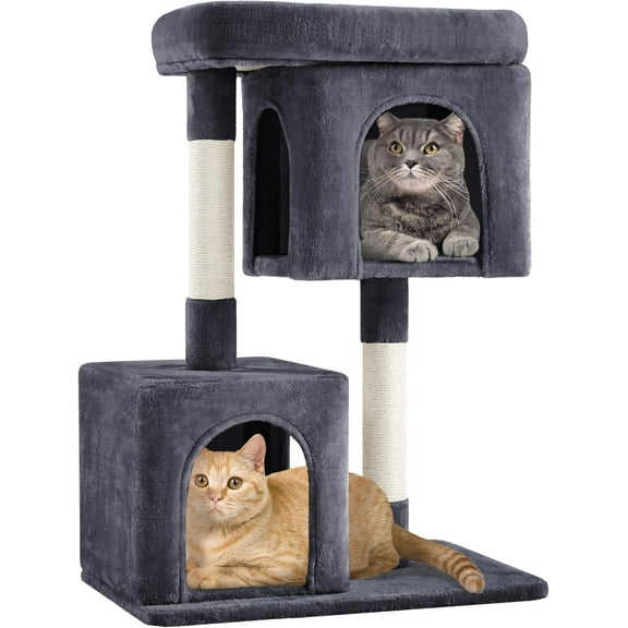 Librala  33.5in Cat Tree Tower for Indoor Cats w/2 Cozy Plush Condos, Oversized Perch & Sisal Scratching Posts, Stable Cat Stand House for Large Cats & Pets