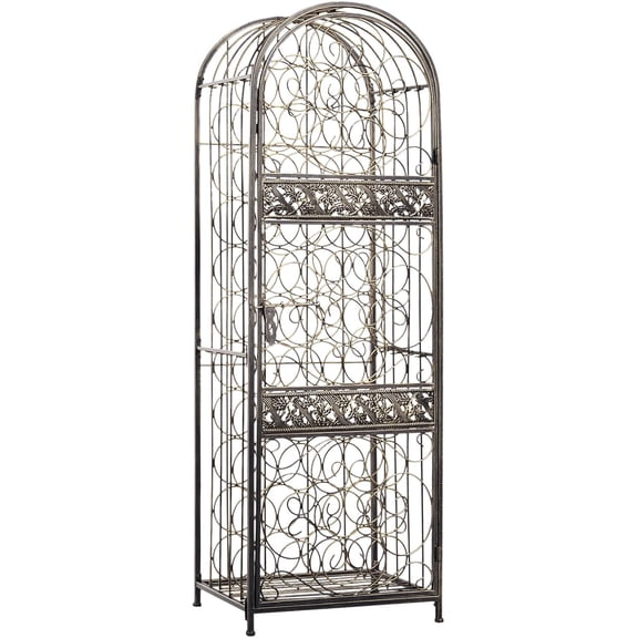 Librala 45 Bottle Wrought Iron Wine Rack Jail with Lock - Antique Bronze