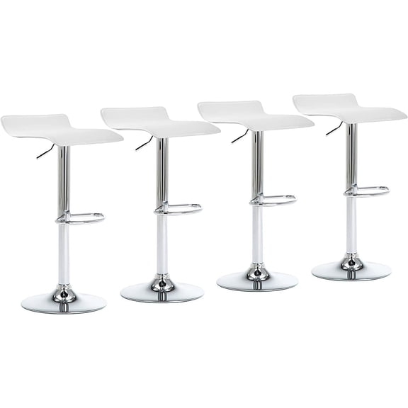 Librala Contemporary Chrome Air Lift Adjustable Swivel Barstool, Set of 4(White)