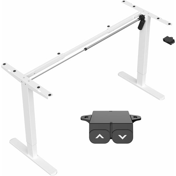 Librala Electric Stand Up Desk Frame Workstation, Single Motor Ergonomic Standing Height Adjustable Base with Simple Controller, White, DESK-V100EW