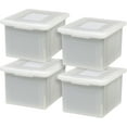 thumbnail image 1 of Librala File Box, Plastic File Organizer with Lids for Letter/Legal File, Portable Document Box For Moving, Storage Bin with Durable and Secure Lid, Stackable Nestable BPA-Free, Pearl 35 Qt. 4 Pack, 1 of 10