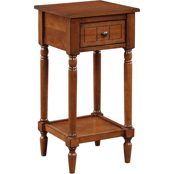 Librala French Country Khloe 1 Drawer Accent End Table 14" - Traditional Farmhouse Side Table with Storage Drawer and Shelf for Living Room, Walnut