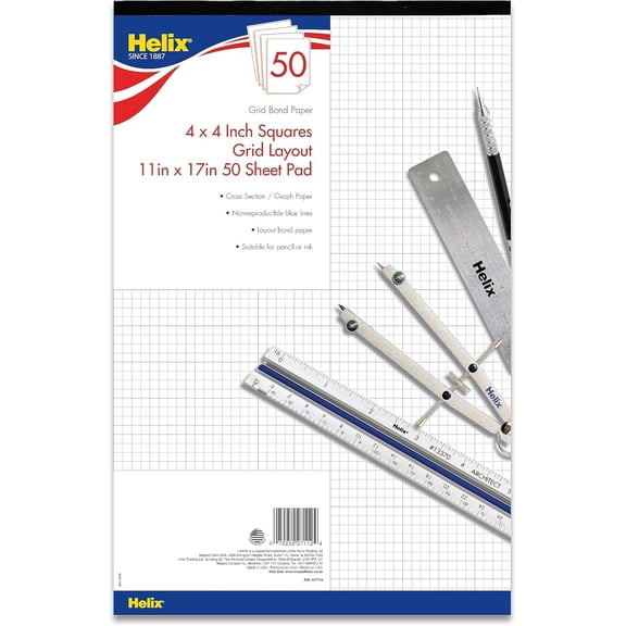 Librala Helix  Bond Paper Pad 11x17 - Architectural Drafting - Precise Grid Pattern - Ensures Accurate Designs - Ample Workspace, Premium Bond Paper