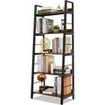 thumbnail image 1 of Librala Industrial Bookshelf 5-Tier, Home Office Bookcase Ladder Shelf, Freestanding Storage Shelves Rack Shelf Unit, Brown Ladder Bookcases with Metal Frame for Bedroom, Living Room, Kitchen, 1 of 9