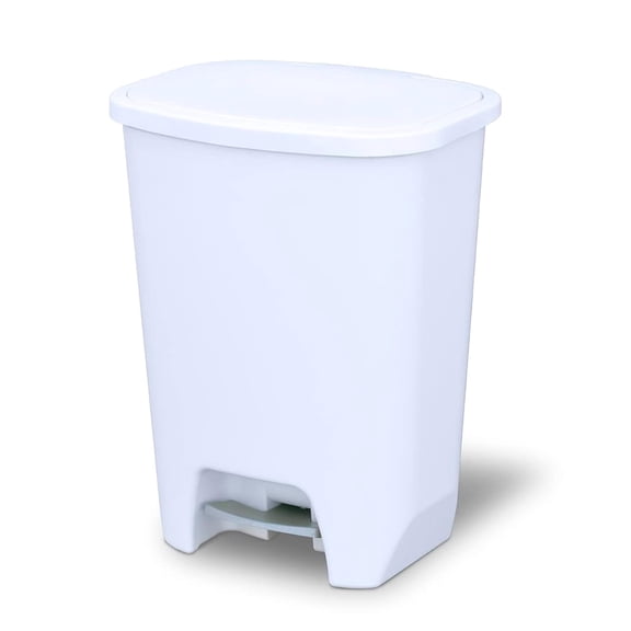 Librala Kitchen Trash Can 20 Gallon | Large Plastic Waste Bin with Odor Protection of Lid | Hands Free with Step On Foot Pedal and Garbage Bag Rings, 20 Gallon, White