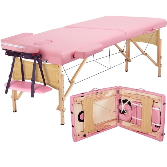 Librala Libra  Massage Table Portable Lash Beds Spa Bed Massage Couch Foldable Spa Tables Adjustable 2 Fold with Non-Woven Bag 28 inch, Pink