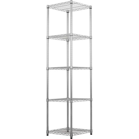 Librala - NSF Certified Storage Shelves, Zinc, Heavy Duty Steel Wire Unit with Adjustable Feet, Garage or Bakers Rack, Kitchen, Pantry Shelf - (18"x18"x72" 5-Tier) (Silver)