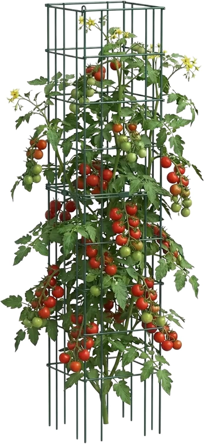 Librala Tomato Cage 16.5" Square Heavy-Duty for Garden & Pots, Rust-Resistant Tomato Stackable Heavy Gauge Plant Cage Trellis Support for Climbing Vegetables Plants