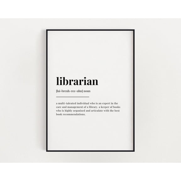 Librarian Definition Meaning, Wall Art, Wall Decor, Print, Librarian Home Decor #3583, Unframed Poster Size 24x36