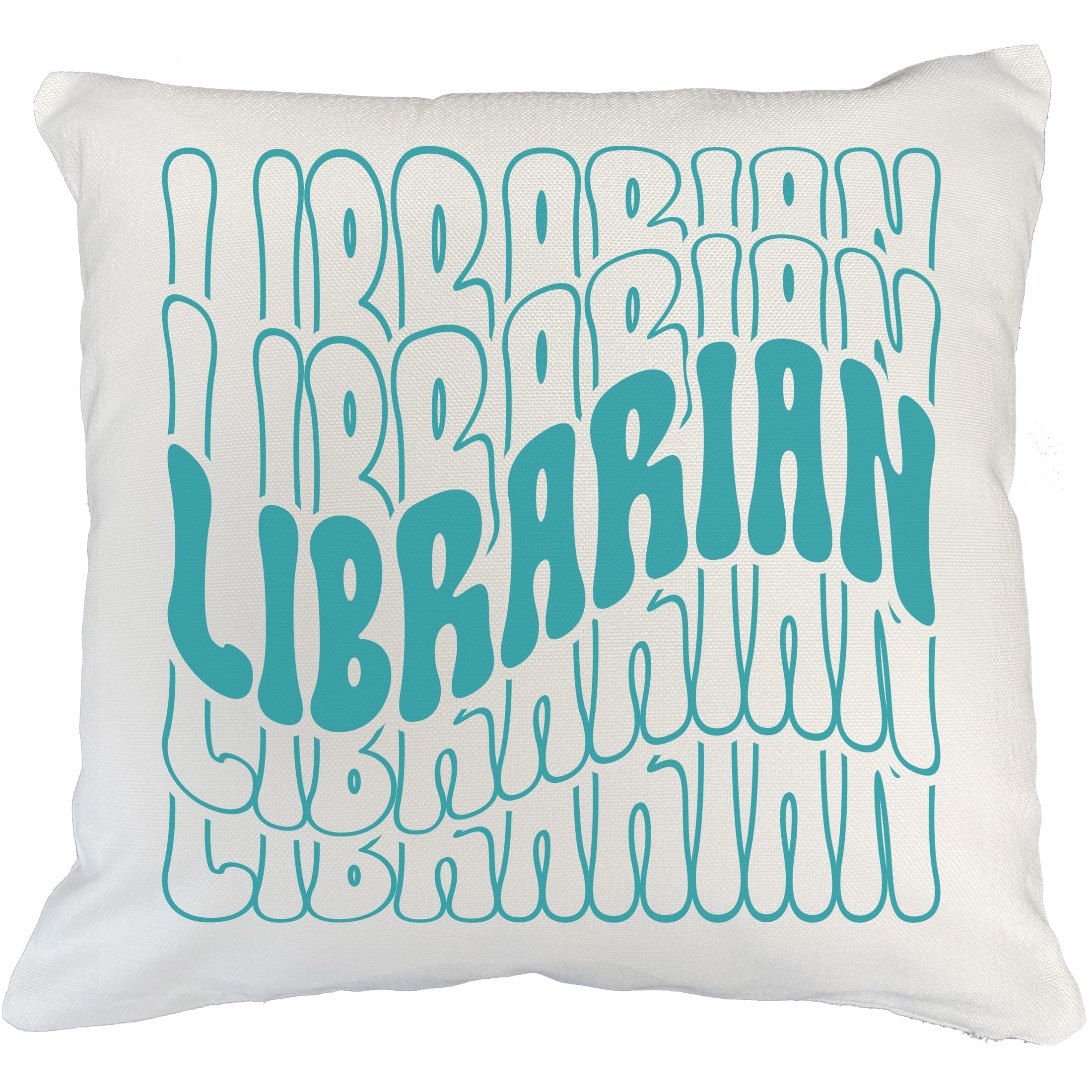 Librarian, Groovy Retro Wavy Text Merch Gift, White Pillow Case 20X20 ...