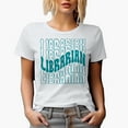 thumbnail image 1 of Librarian, Groovy Retro Wavy Text Merch Gift, White T-Shirt, Medium, 1 of 5