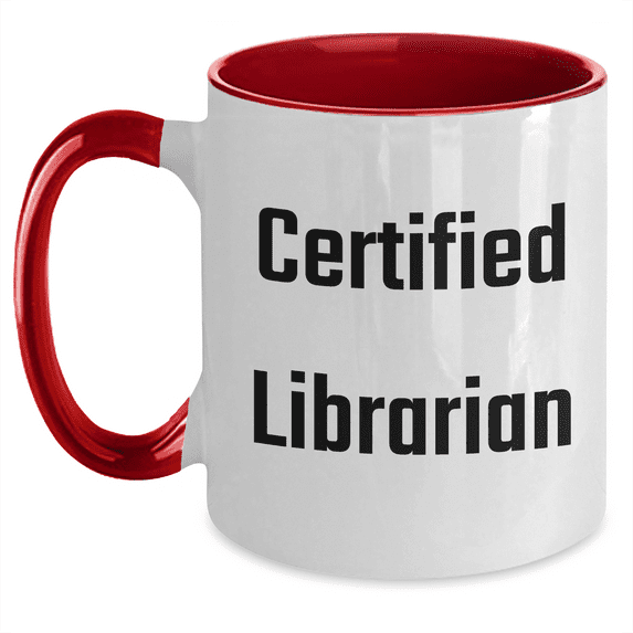Librarian Life Certified Funny Gifts for Her Librarian Birthday Unique Two Tone Coffee Mugs Red White Navy Pink Options