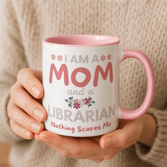Librarian Mom Floral Accenoffee Mug Unique Mother's Day Gift, Cute Ceramic Tea Cup, Funny Mom Present, Gift for Librarians, Moms