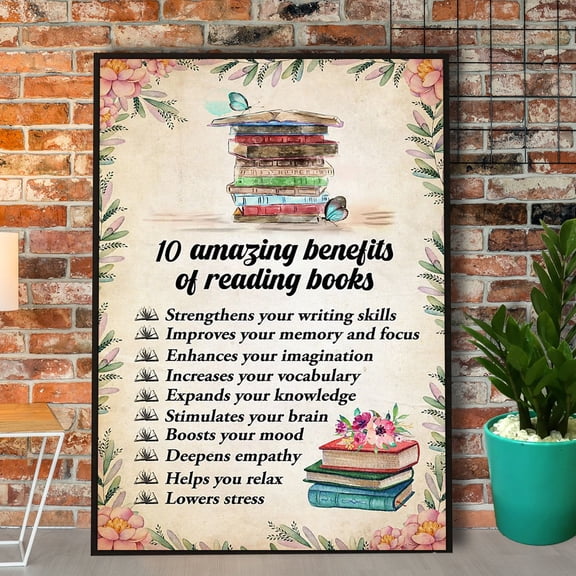 Librarian Reading Books 10 Amazing Benefit Of Reading Books Vertical Paper Poster No Frame 24 x 36 Inch Poster