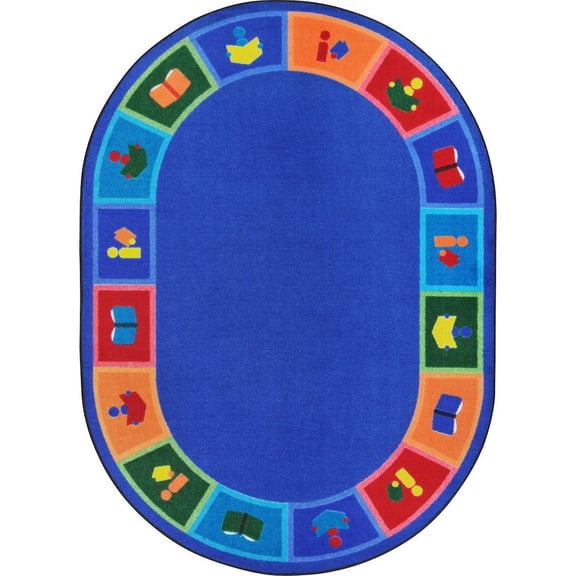 Kid Essentials - Early Childhood Library Blocks, 10'9" x 13'2" Oval, Multicolored
