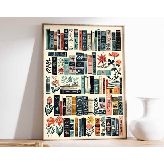 Library Sign Retro Library Book Art Reading Lovers Antique Retro Book Art Library Poster ...