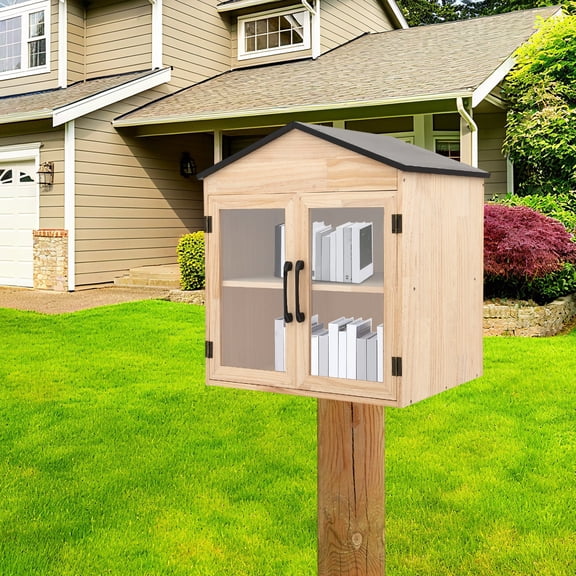 Library Book Box, Wooden Book Cabinet, Exchange Cabinet for Sharing Book
