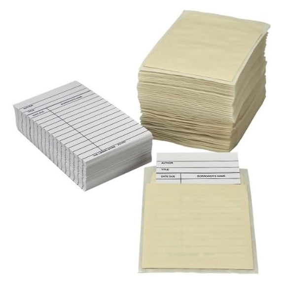 Library Book Pocket/Book Card Combo Pack 100 of Each per Package