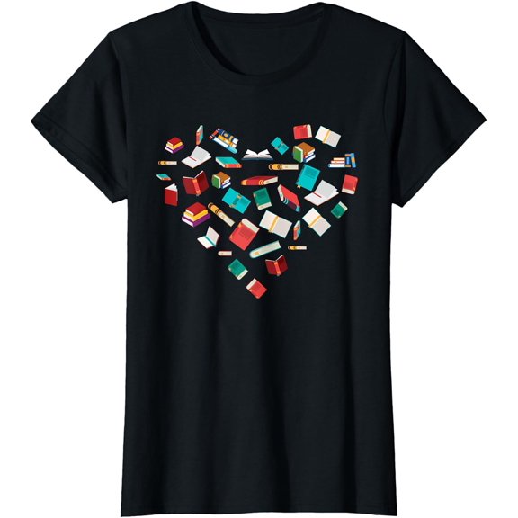 Library Books Heart Bookworm Valentines Day Gift Reading T-Shirt