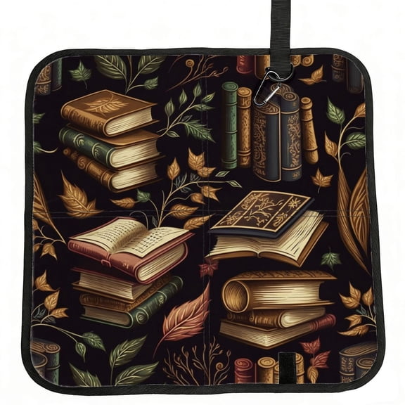 Library Books Magic Book Foldable Seat Cushion for Bleachers, Stadium Seats, Camping & Outdoor Events, Portable Lightweight Pad with Carabiner