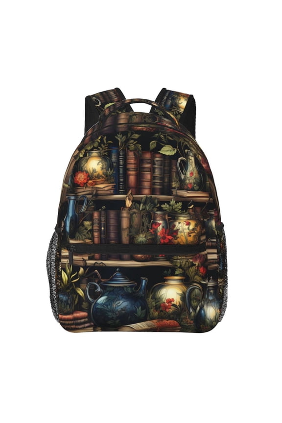 Library Books Magic Cool Backpack Casual College Bag Zipper Laptop Daypack Hiking Rucksack Travel