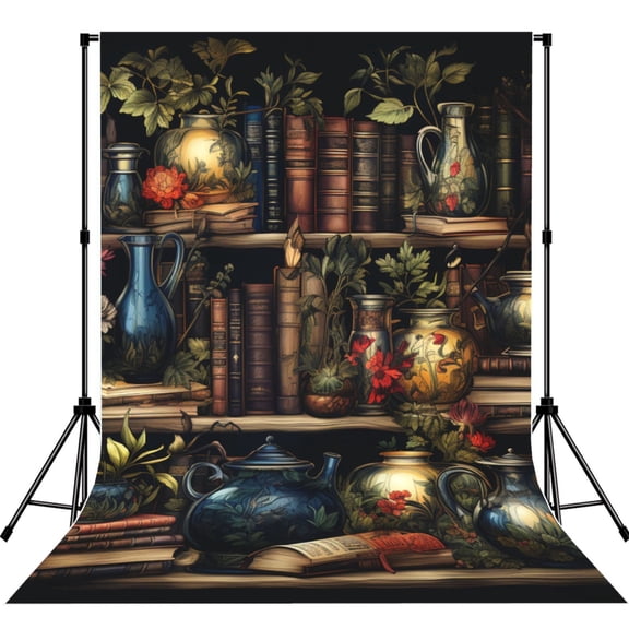 Library Books Magic Cool Photography Backdrop 5x7Ft Background for Photo Studio Video Recording Birthday Party Wedding Home Decor