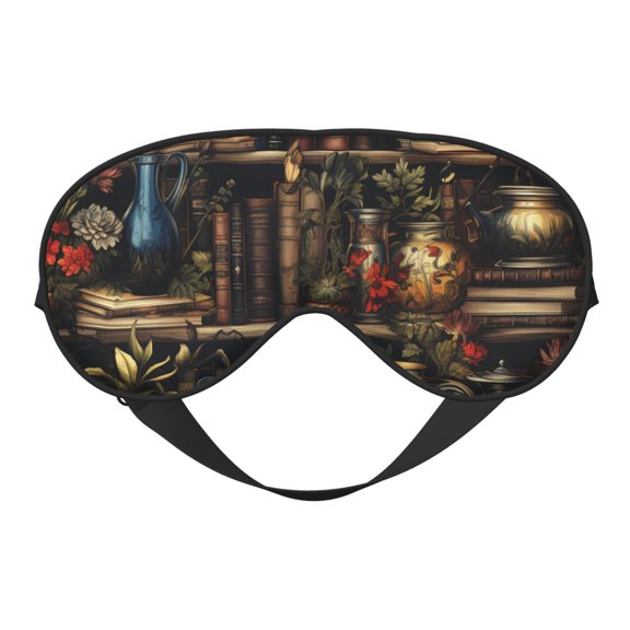 Library Books Magic Cool Soft Faux Silk Sleep Mask, Eye Mask, Reversible Double-Sided for Travel, Shift Work, Meditation