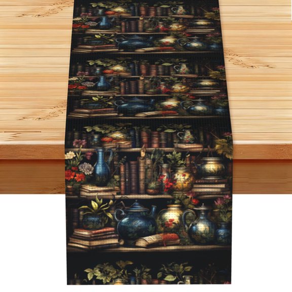 Library Books Magic Cool Table Runner 13x72 Inch for Dining Table Kitchen Wedding Party Decor Fireplace Mantle