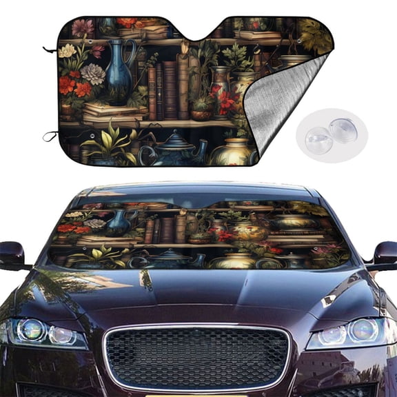 Library Books Magic Cool Windshield Sunshade Sun Shade Front Window Car Sun Visor Protector for Truck SUV Blocks UV Ray,Small