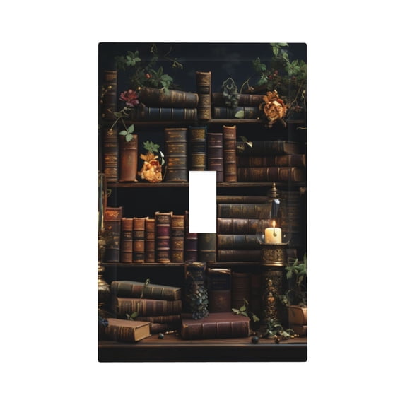 Library Books Magic Vintage Art Single Toggle Wall Plate 1 Gang Decorative Electrical Outlet Light Switch Cover Switchplate