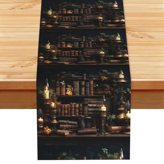 Library Books Magic Vintage Art Table Runner 13x72 Inch for Dining Table Kitchen Wedding Party Decor Fireplace Mantle