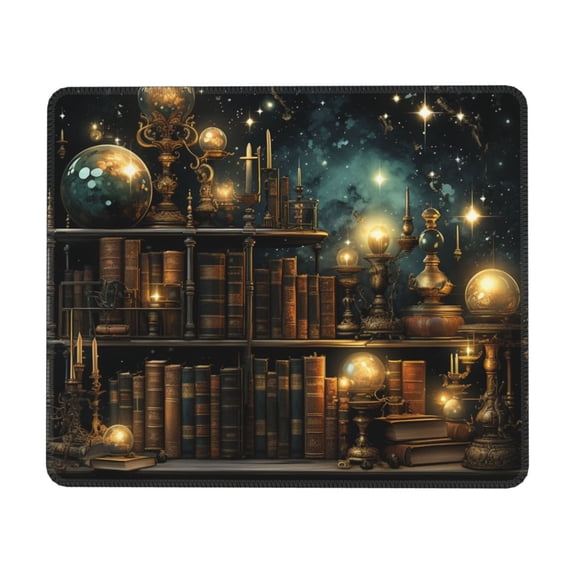 Library Books Magic Vintage Starry Mouse Pad Non-Slip Rubber Gaming Mousepad Rectangle for Computers Laptop 7.9 x 9.5 in