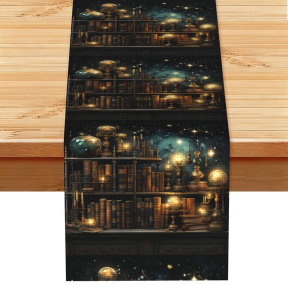 Library Books Magic Vintage Starry Table Runner 13x72 Inch for Dining Table Kitchen Wedding Party Decor Fireplace Mantle