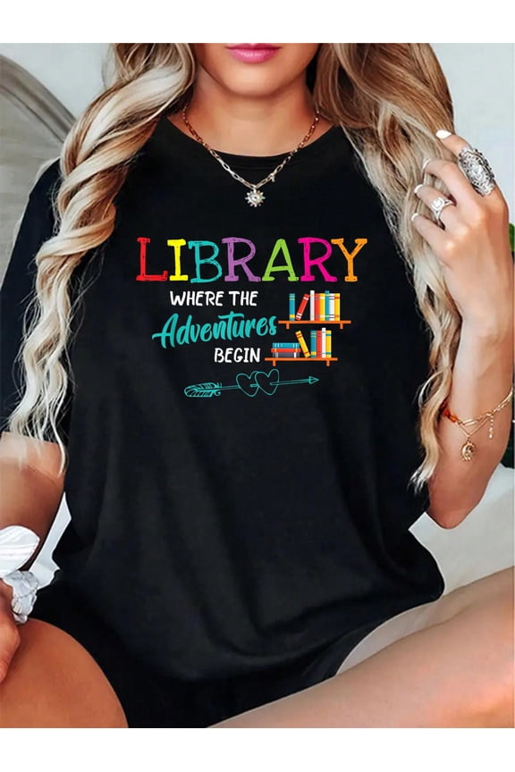 Library Books Where Adventure Begins - Librarian Reader T-Shirt