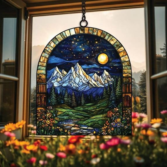 Library Bookshelf Acrylic Suncatcher, Book Lover Gift, Perfect Faux Stain Glass Wall Hanging for Librarian or Teacher Decor