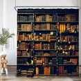 thumbnail image 1 of Library Bookshelf Bookstore Print Shower Curtains Set Wall Hanging Background Tapestry Bathroom r Retro Style Bathtub Screen, 1 of 7