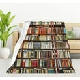 thumbnail image 1 of Library Bookshelf Fleece Throw Blanket Ultra Soft Cozy Blooming Decorative Flannel Blanket All Season for Home Couch Bed Chair Travel 50x60in, 1 of 6