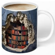 Library Bookshelf Mug, Book Lovers Coffee Cup, Creative Space Design Multi - Premium Ceramic Mug(11oz), Bookish Gifts for Book Lovers, Novelty Birthday Gifts for Men Women