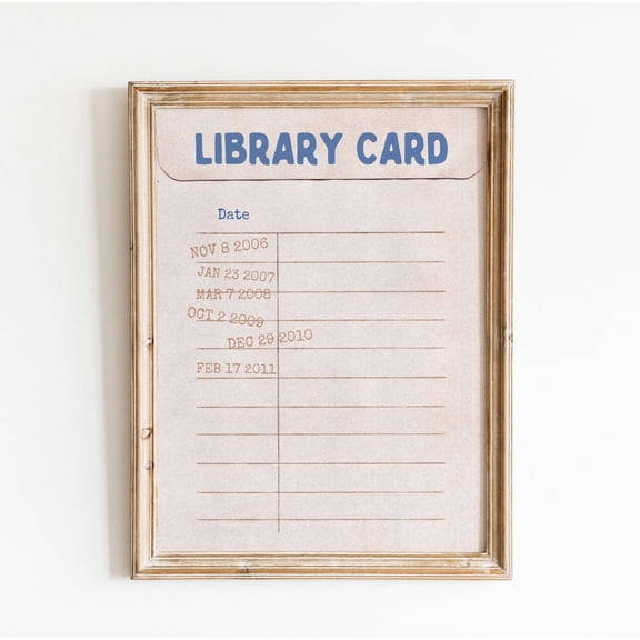 Library Card Bookish Wall Decor Cozy Reading Room Readers Print, Unframed Paper Poster 8x10in
