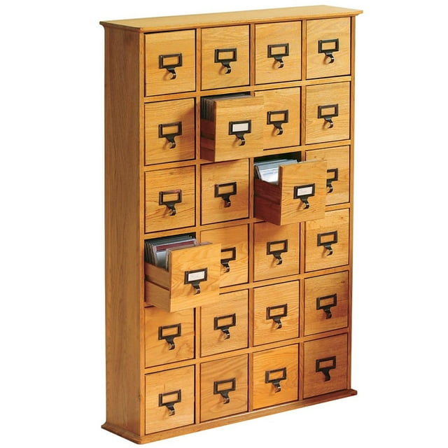 Library Card Catalog CD/DVD Storage 24 Drawer Stores 456 Discs